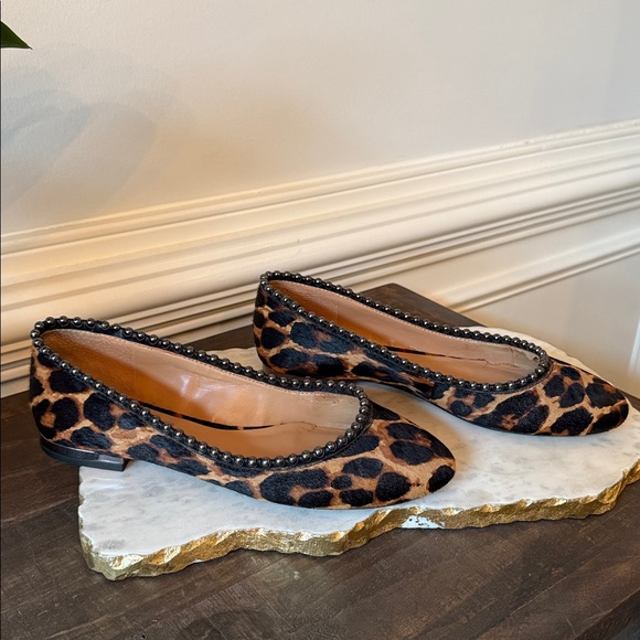 Leopard Print Women's Flats with Beaded Trim - Picture 3 of 5